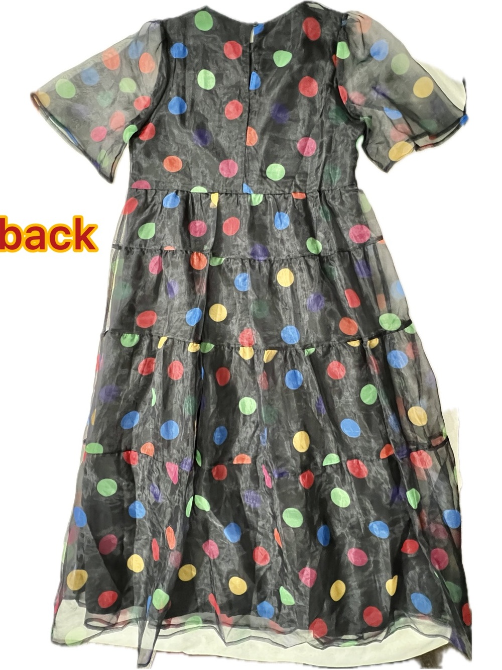 Little Party Dress large black sheer polka dot tiered maxi dress AUS 12 US 8 - Picture 3 of 13